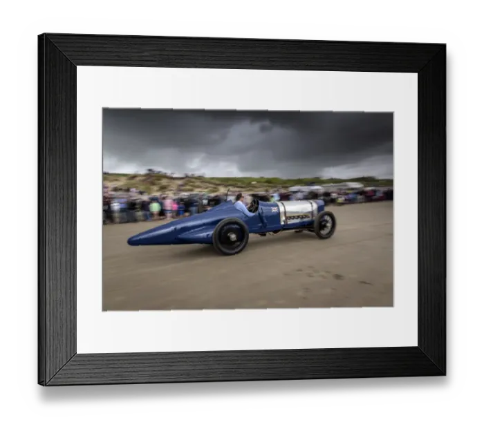 Framed Print : Sunbeam 350 hp driven by Don Wales at Pendine Sands 2015