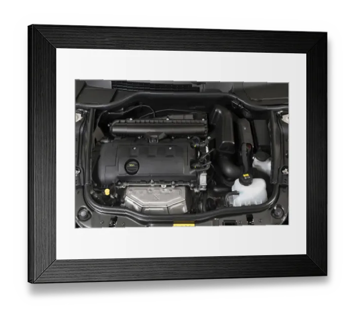 Framed Print : Mini One Convertible 2015 engine Framed Print : Mini One Convertible 2015 engine