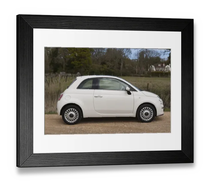 Framed Print : italian FIAT 500 2012 cream supermini fun small citycar cheap economical Framed Print : italian FIAT 500 2012 cream supermini fun small citycar cheap economical