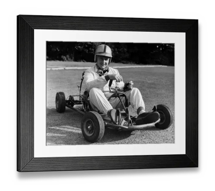 Framed Print : Bruce McLaren on his Em-Bee Wasp Kart