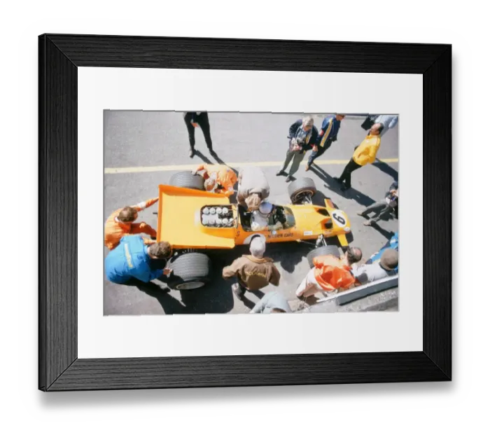 Framed Print : McLaren M74, Bruce McLaren, 1969 British Grand Prix Framed Print : McLaren M74, Bruce McLaren, 1969 British Grand Prix