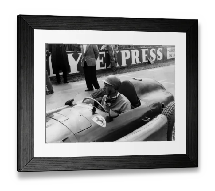Framed Print : Peter Collins in Lancia Ferrari at British GP Silverstone 1956 Framed Print : Peter Collins in Lancia Ferrari at British GP Silverstone 1956