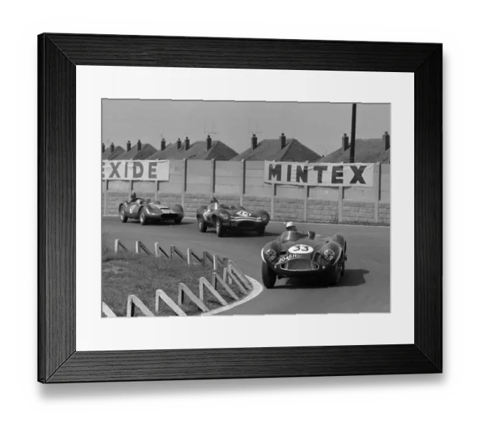 Framed Print : Aston Martin DB3S Roy Salvadori, Aintree BARC 100 International 23  /  06  /  1956
