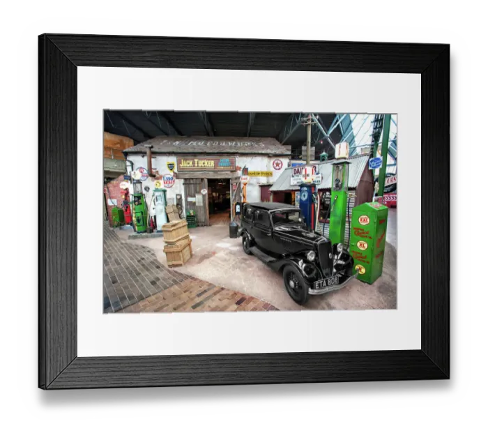 Framed Print : Jack Tuckers garage in National Motor Museum, Beaulieu Framed Print : Jack Tuckers garage in National Motor Museum, Beaulieu