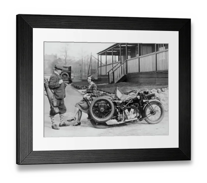 Framed Print : Golfers with 1939 AJS Framed Print : Golfers with 1939 AJS