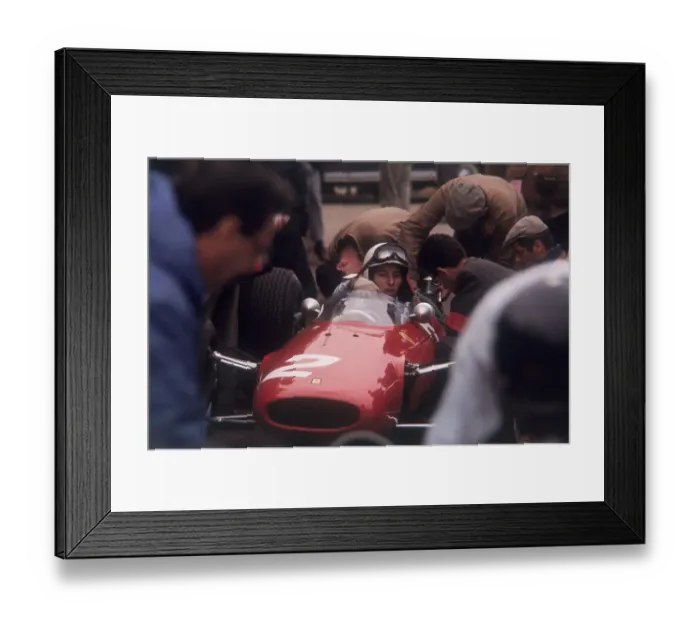 Framed Print : Mechanics work on John Surtees Ferrari Framed Print : Mechanics work on John Surtees Ferrari