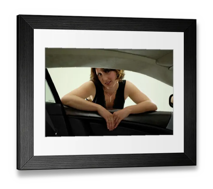 Framed Print : Female Model with Aston Martin DB9