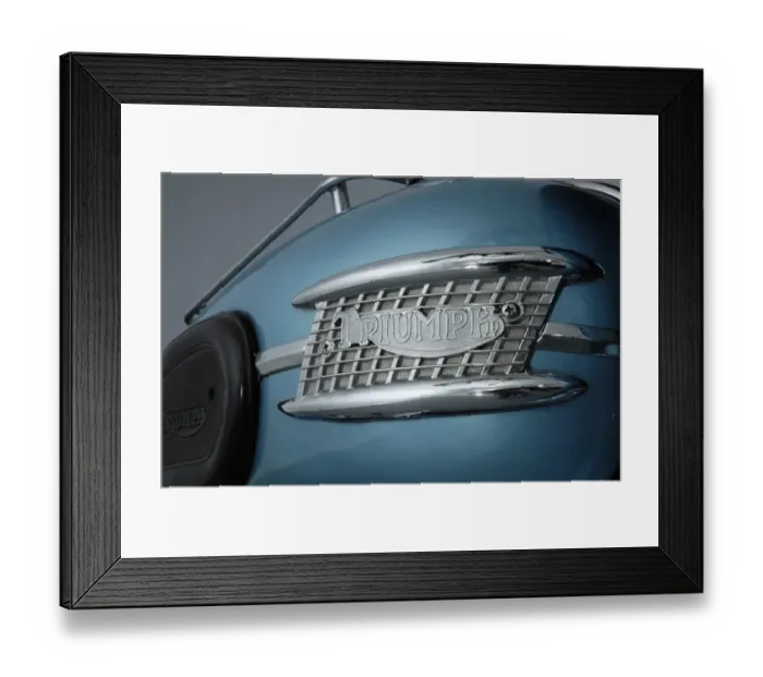 Framed Print : 1962 Triumph 3TA tank badge detail