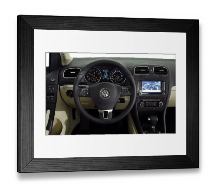 Framed Print : 2009 VW Golf Mk6 interior dashboard Framed Print : 2009 VW Golf Mk6 interior dashboard