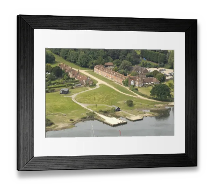Framed Print : Beaulieu River Aerial view showing Bucklers Hard Framed Print : Beaulieu River Aerial view showing Bucklers Hard