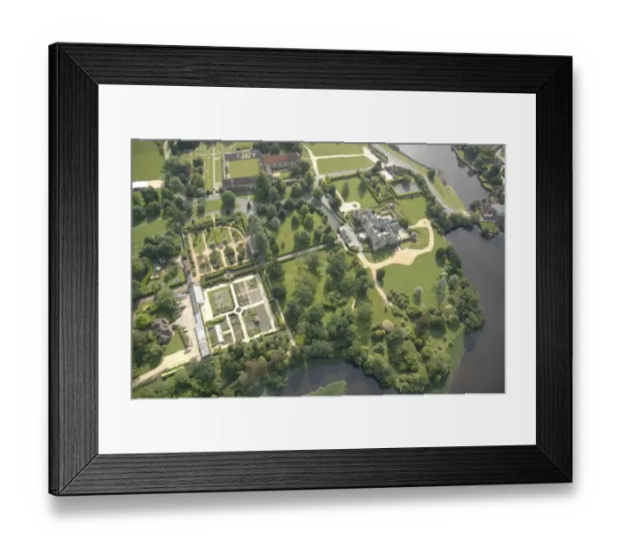 Framed Print : Aerial view of Palace House, Abbey and Beaulieu Grounds Framed Print : Aerial view of Palace House, Abbey and Beaulieu Grounds