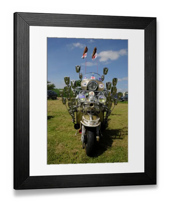 Framed Print : Lambretta scooter showing mod mirrors