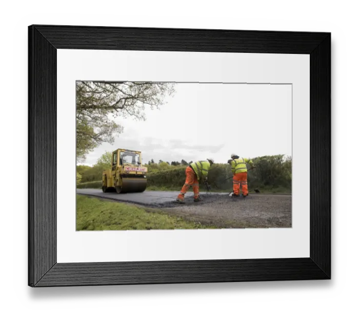 Framed Print : Road resurfacing Framed Print : Road resurfacing