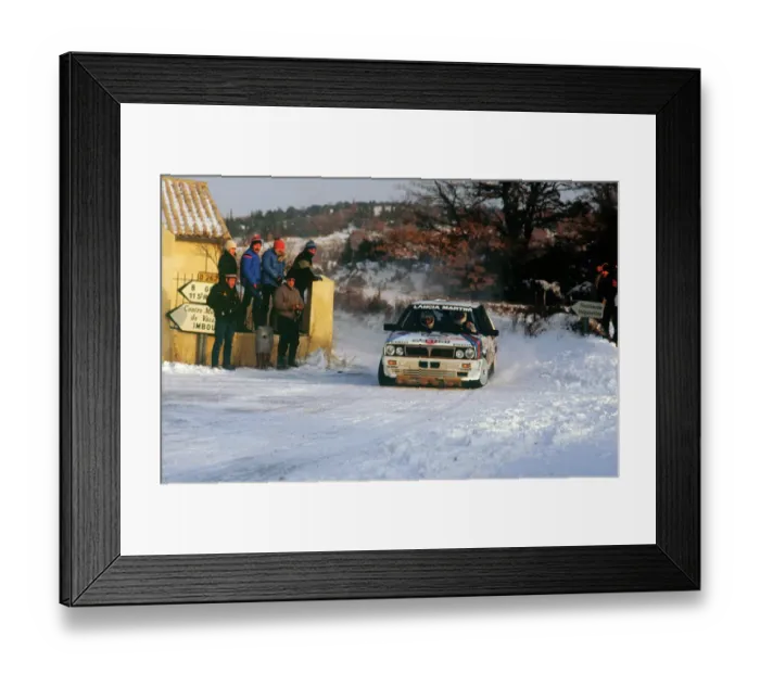 Framed Print : Juha Kankkunen in Lancia Delta HF during 1987 Monte Carlo Rally