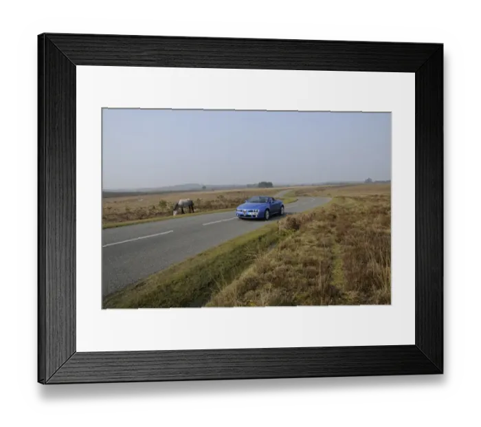 Framed Print : 2006 Alfa Romeo Spyder driving in New Forest Framed Print : 2006 Alfa Romeo Spyder driving in New Forest