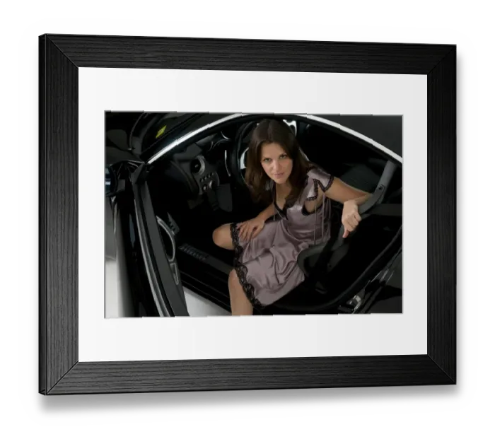 Framed Print : Female model with Alfa Romeo 8C Competizione