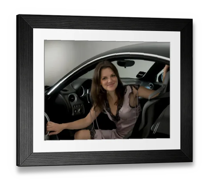 Framed Print : Female model with Alfa Romeo 8C Competizione Framed Print : Female model with Alfa Romeo 8C Competizione