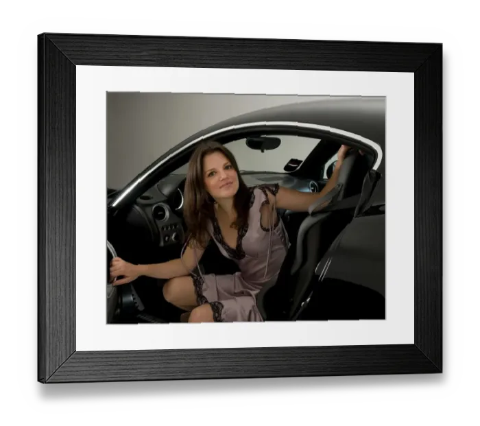 Framed Print : Female model with Alfa Romeo 8C Competizione
