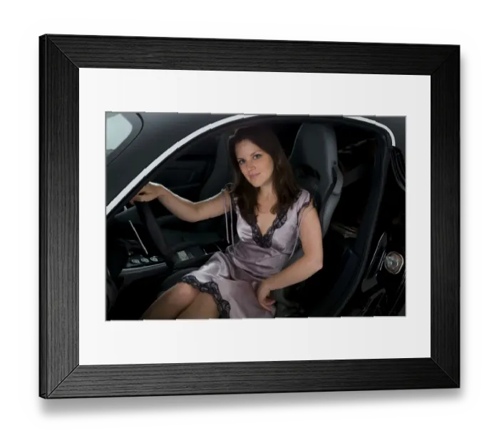 Framed Print : Female model with Alfa Romeo 8C Competizione
