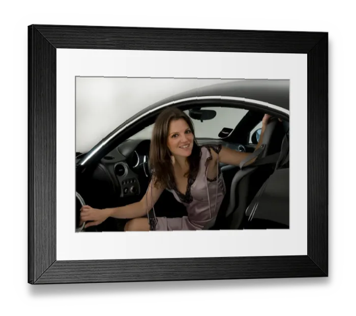 Framed Print : Female model with Alfa Romeo 8C Competizione Framed Print : Female model with Alfa Romeo 8C Competizione
