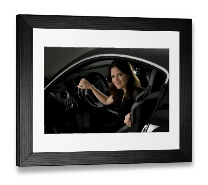 Framed Print : Female model with Alfa Romeo 8C Competizione