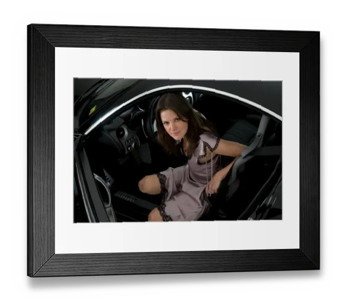Framed Print : Female model with Alfa Romeo 8C Competizione Framed Print : Female model with Alfa Romeo 8C Competizione