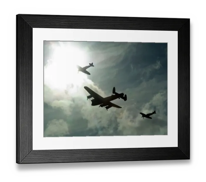 Framed Print : 2011 Goodwood Revival, Lancaster Bomber with Spitfire aircraft