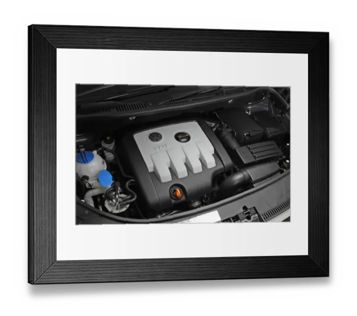 Framed Print : 2009 Volkswagen Touran TDi engine Framed Print : 2009 Volkswagen Touran TDi engine