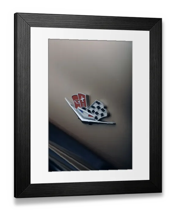 Framed Print : Chevrolet Corvette Stingray convertible 1964 badge Framed Print : Chevrolet Corvette Stingray convertible 1964 badge