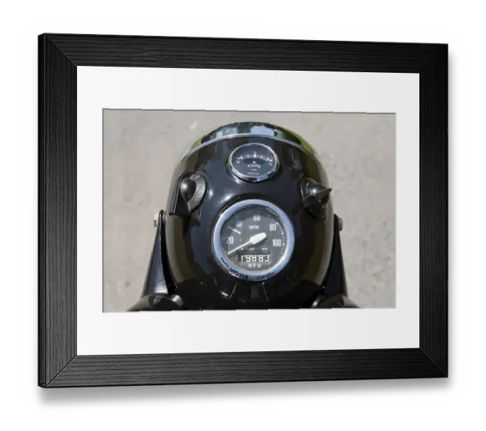 Framed Print : Norton Jubilee speedometer 1961