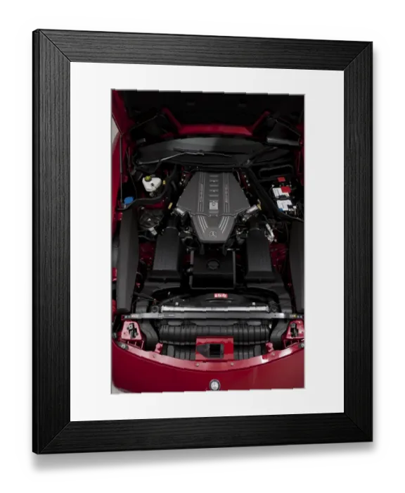 Framed Print : E01180 Mercedes Benz AMG SLS 6. 3 2011 Gullwing engine