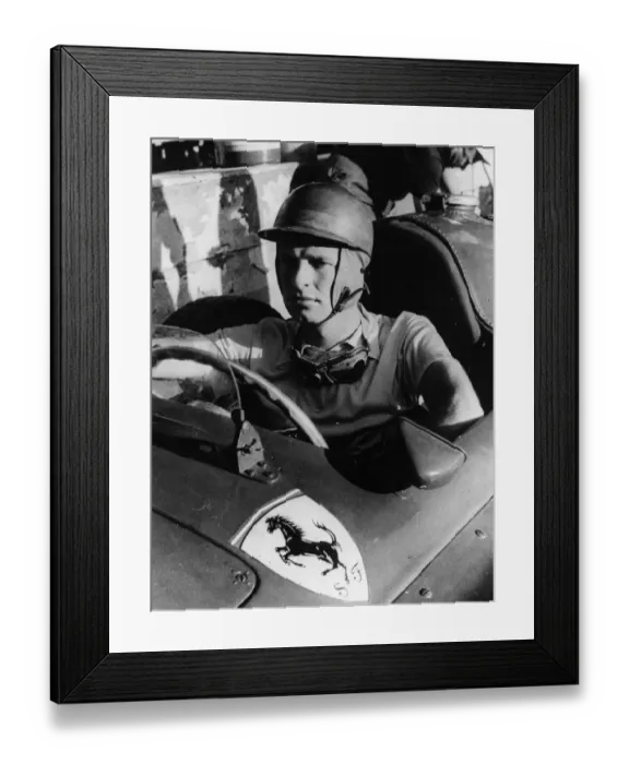 Framed Print : Racing driver Peter Collins in Ferrari cockpit Framed Print : Racing driver Peter Collins in Ferrari cockpit