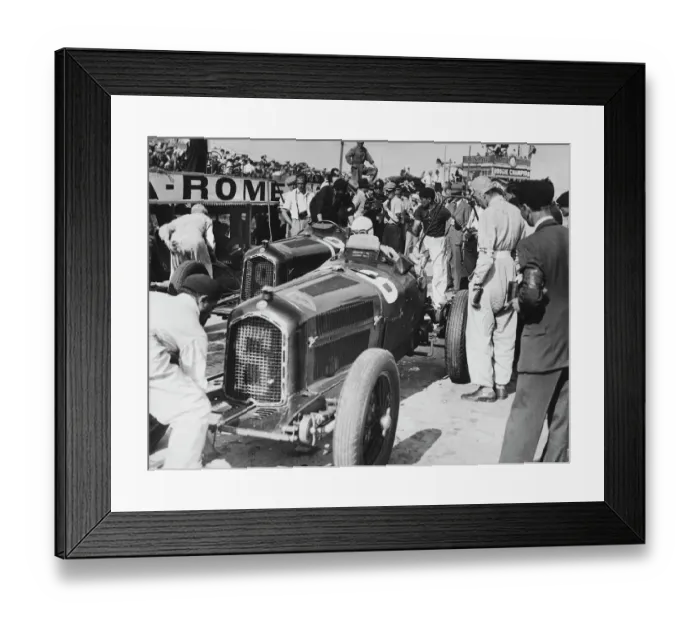 Framed Print : Scuderia Ferrari Alfa Romeos at Montlhery 1934. Car 6 is Varzis car and 12 is Chirons winning car Framed Print : Scuderia Ferrari Alfa Romeos at Montlhery 1934. Car 6 is Varzis car and 12 is Chirons winning car