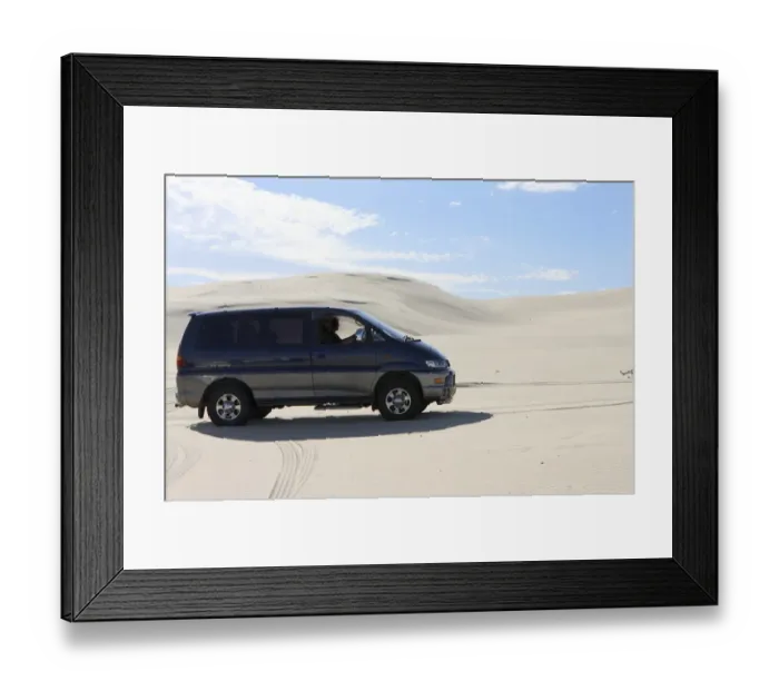 Framed Print : Mitsubishi Delica Space Gear V6 1996 in Sand dunes Framed Print : Mitsubishi Delica Space Gear V6 1996 in Sand dunes