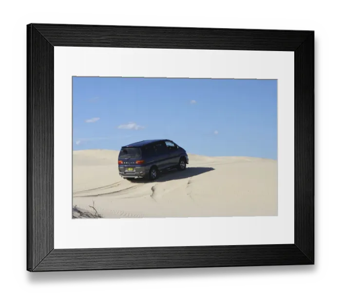 Framed Print : Mitsubishi Delica Space Gear V6 1996 in Sand dunes Framed Print : Mitsubishi Delica Space Gear V6 1996 in Sand dunes
