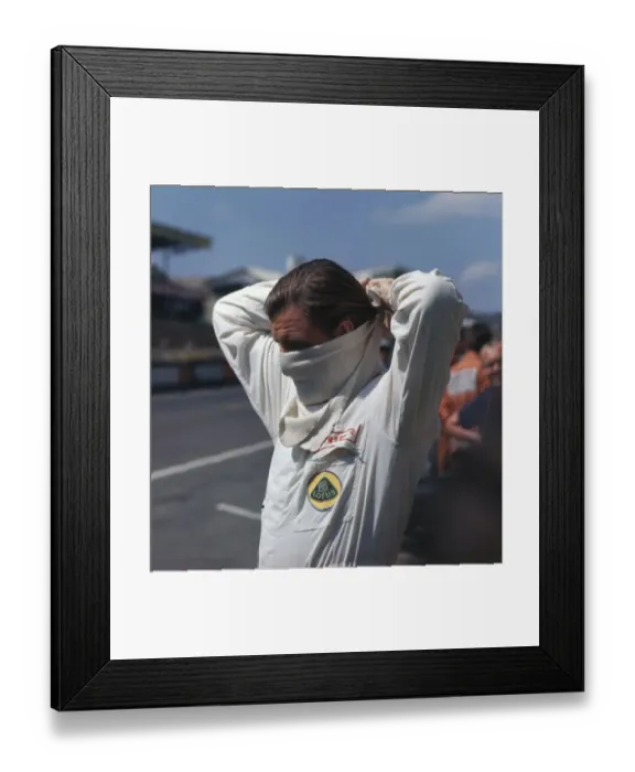 Framed Print : Graham Hill prepares for the 1967 French Grand Prix