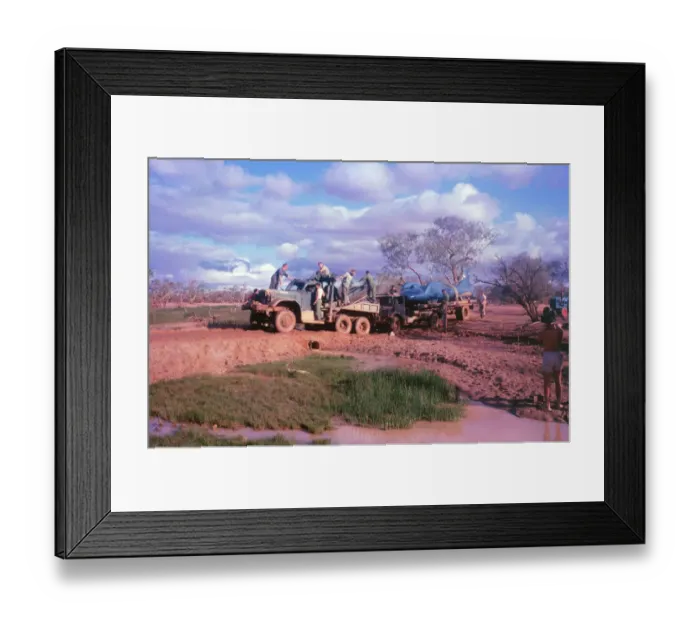 Framed Print : Bluebird CN7 being transported through the Bush Framed Print : Bluebird CN7 being transported through the Bush