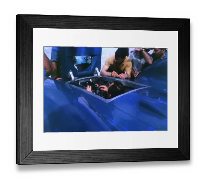Framed Print : Sir Donald Campbell in cockpit of Bluebird with Ken Norris