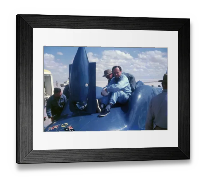 Framed Print : Donald Campbell at Lake Eyre 1963 on Bluebird