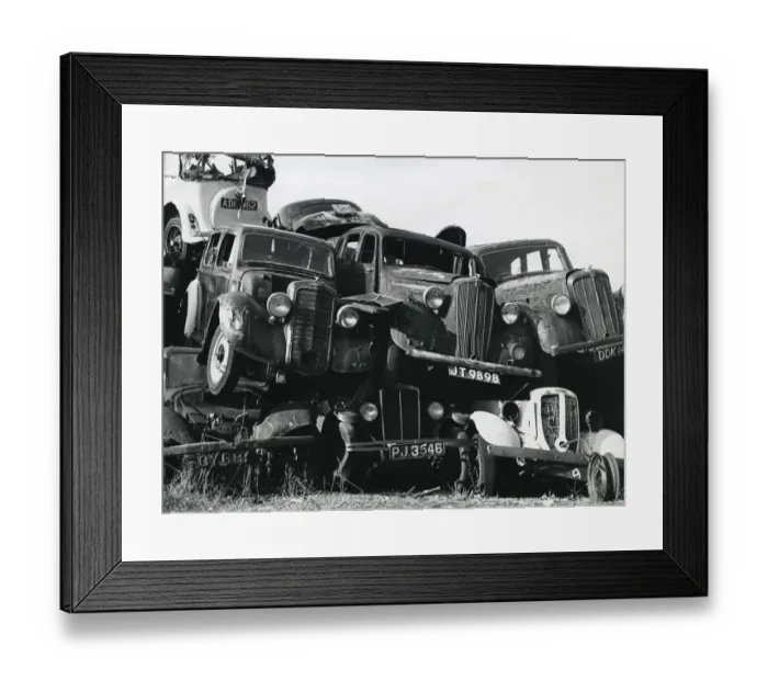 Framed Print : Harold Goodys scrapyard 1967