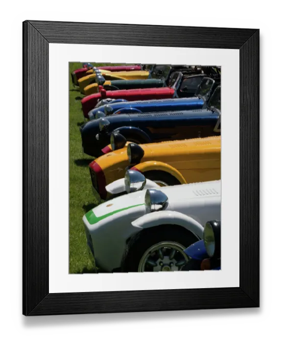 Framed Print : Row of Caterham Sevens at club meeting event