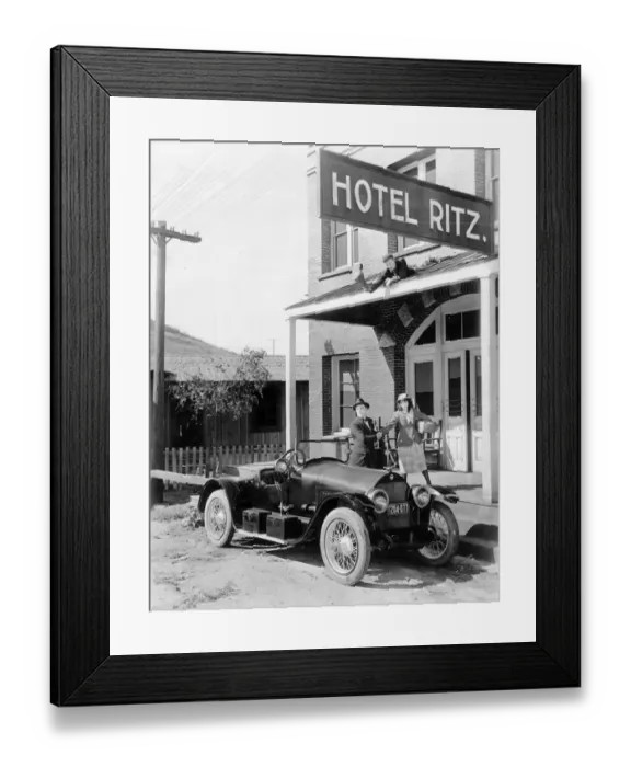 Framed Print : Stutz Bearcat on movie set 1918 Framed Print : Stutz Bearcat on movie set 1918