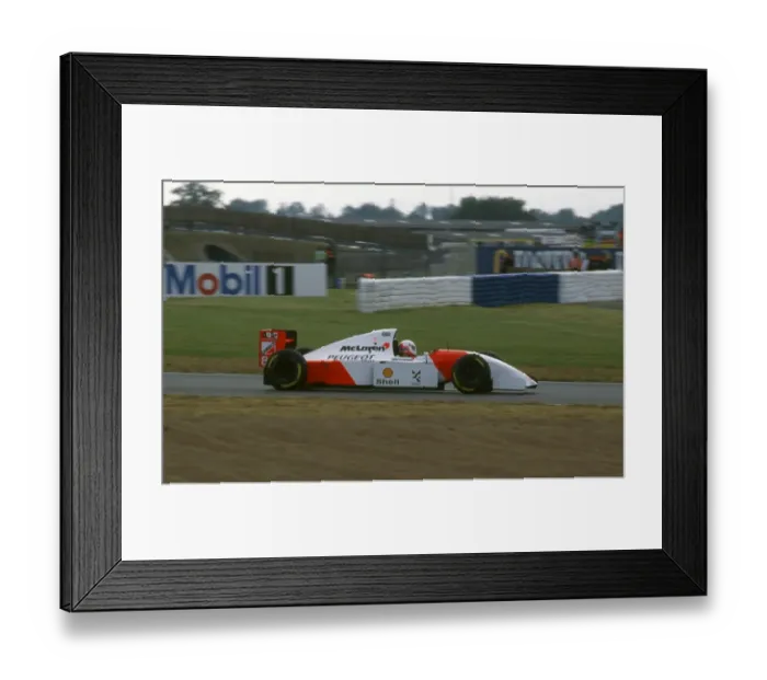 Framed Print : McLaren Peugeot MP4-9, Martin Brundle tyre testing at Silverstone 1994 Framed Print : McLaren Peugeot MP4-9, Martin Brundle tyre testing at Silverstone 1994