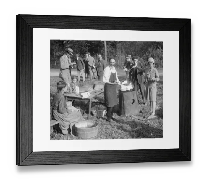 Framed Print : Barbeque at Boulogne Motor Week 1928