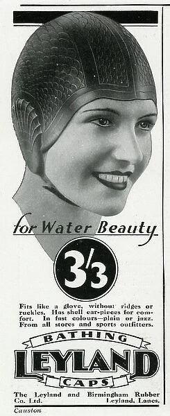 Advert for Leyland swim caps 1933
