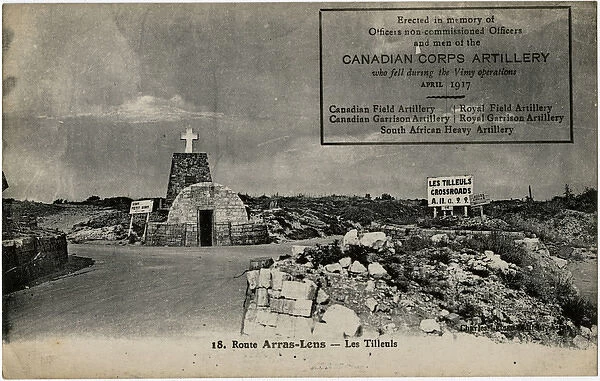 Arras-Lens road, France -- Canadian memorial, WW1