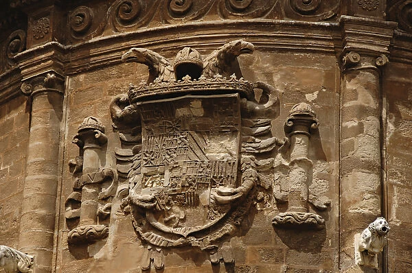 Coat of arms. Seville cathedral. Facade. Andalusia. Spain
