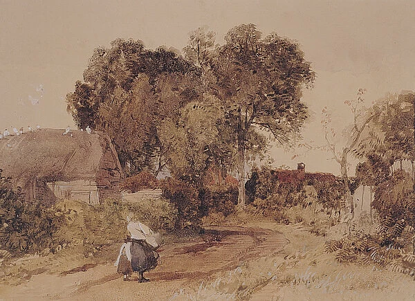 Farmstead with Figures and Trees