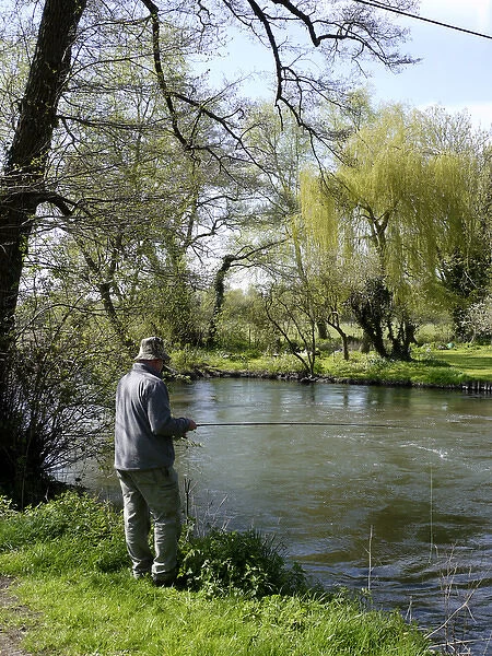 Fishing on a river in Hampshire