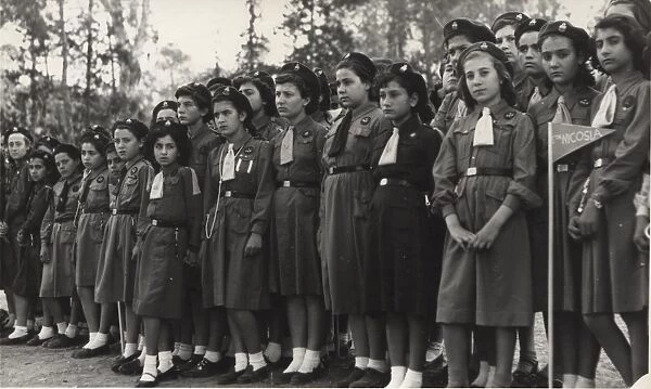 Girl Guides gathered at a rally, Cyprus